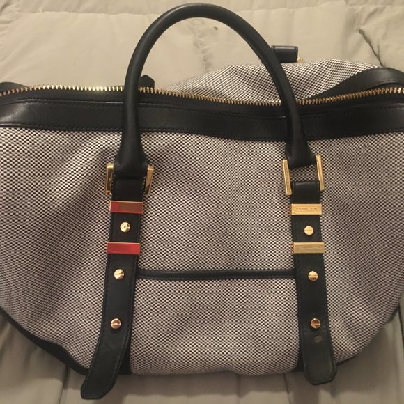 Rachel Zoe cotton with leather trim satchel tote. Never used, like new! - Picture 2 of 2